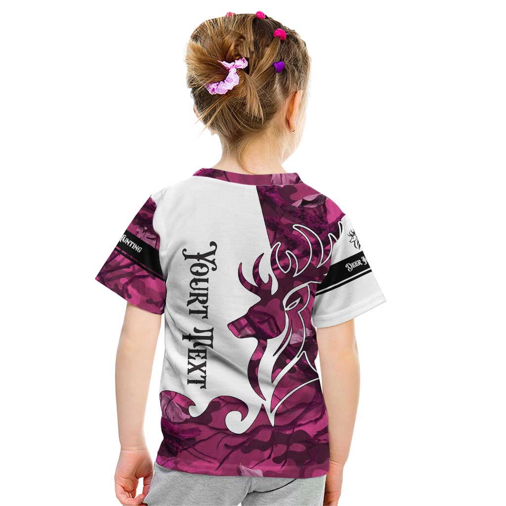 Pink Camo Customize Name Deer Hunting Kid T Shirt Tribal Buck Silhouette - Wonder Print Shop