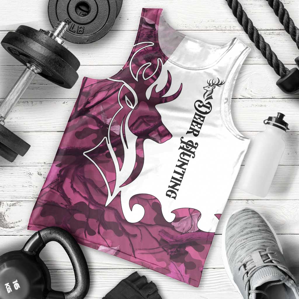 Pink Camo Customize Name Deer Hunting Men Tank Top Tribal Buck Silhouette - Wonder Print Shop