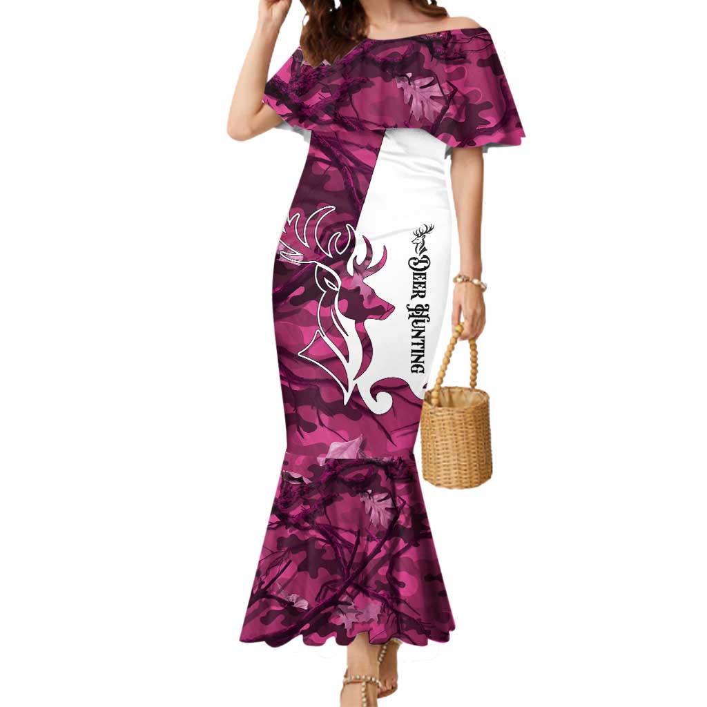 Pink Camo Customize Name Deer Hunting Mermaid Dress Tribal Buck Silhouette - Wonder Print Shop