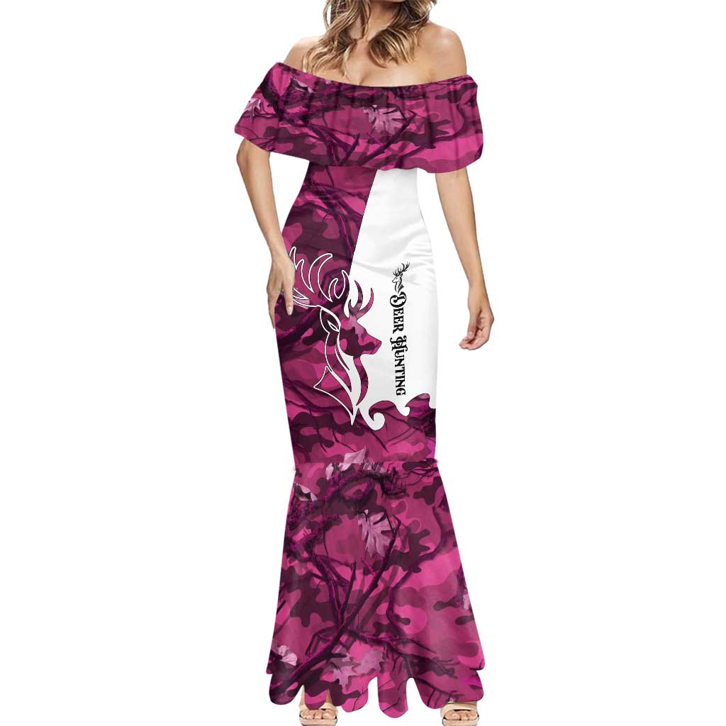 Pink Camo Customize Name Deer Hunting Mermaid Dress Tribal Buck Silhouette - Wonder Print Shop