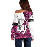 Pink Camo Customize Name Deer Hunting Off Shoulder Sweater Tribal Buck Silhouette - Wonder Print Shop