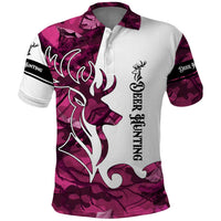 Pink Camo Customize Name Deer Hunting Polo Shirt Tribal Buck Silhouette - Wonder Print Shop