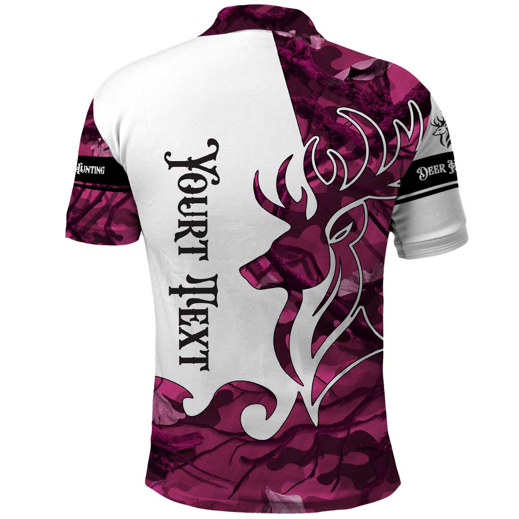 Pink Camo Customize Name Deer Hunting Polo Shirt Tribal Buck Silhouette - Wonder Print Shop