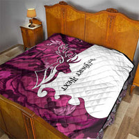 Pink Camo Customize Name Deer Hunting Quilt Tribal Buck Silhouette - Wonder Print Shop