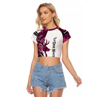 Pink Camo Customize Name Deer Hunting Raglan Cropped T Shirt Tribal Buck Silhouette - Wonder Print Shop