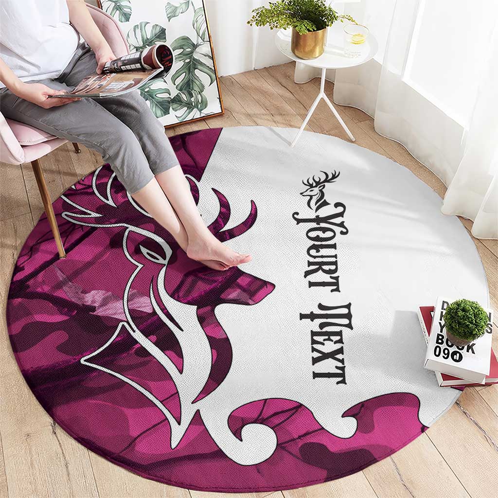 Pink Camo Customize Name Deer Hunting Round Carpet Tribal Buck Silhouette - Wonder Print Shop