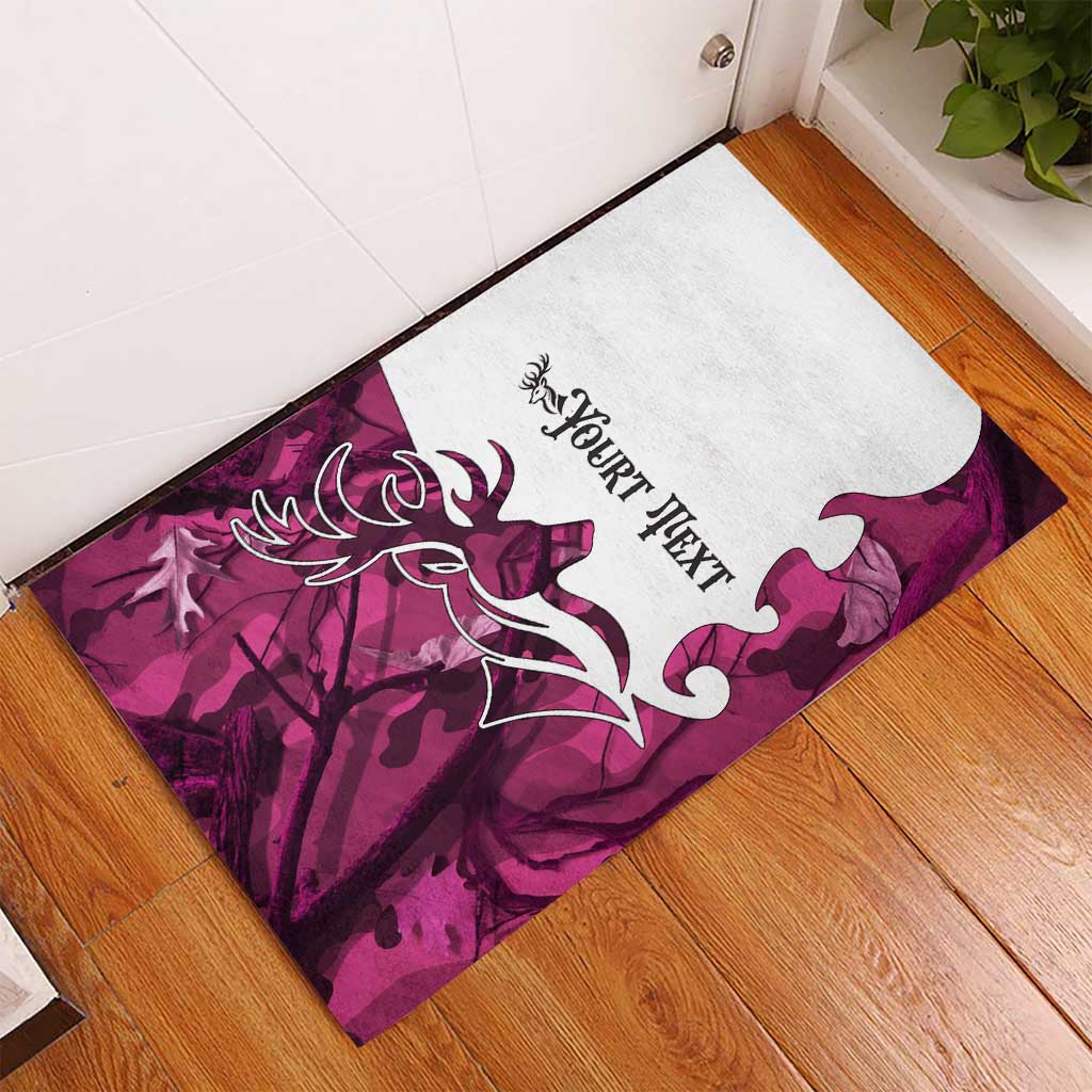 Pink Camo Customize Name Deer Hunting Rubber Doormat Tribal Buck Silhouette - Wonder Print Shop