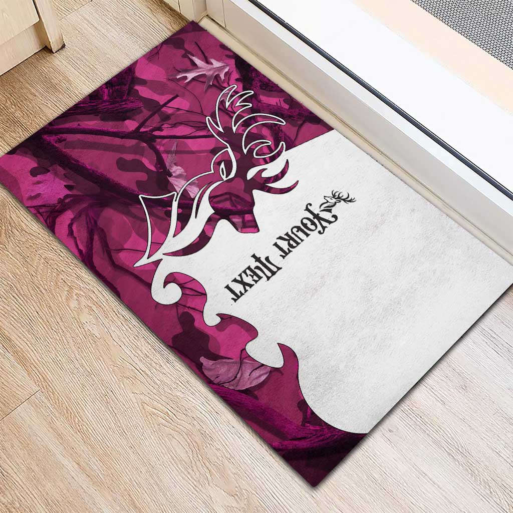 Pink Camo Customize Name Deer Hunting Rubber Doormat Tribal Buck Silhouette - Wonder Print Shop
