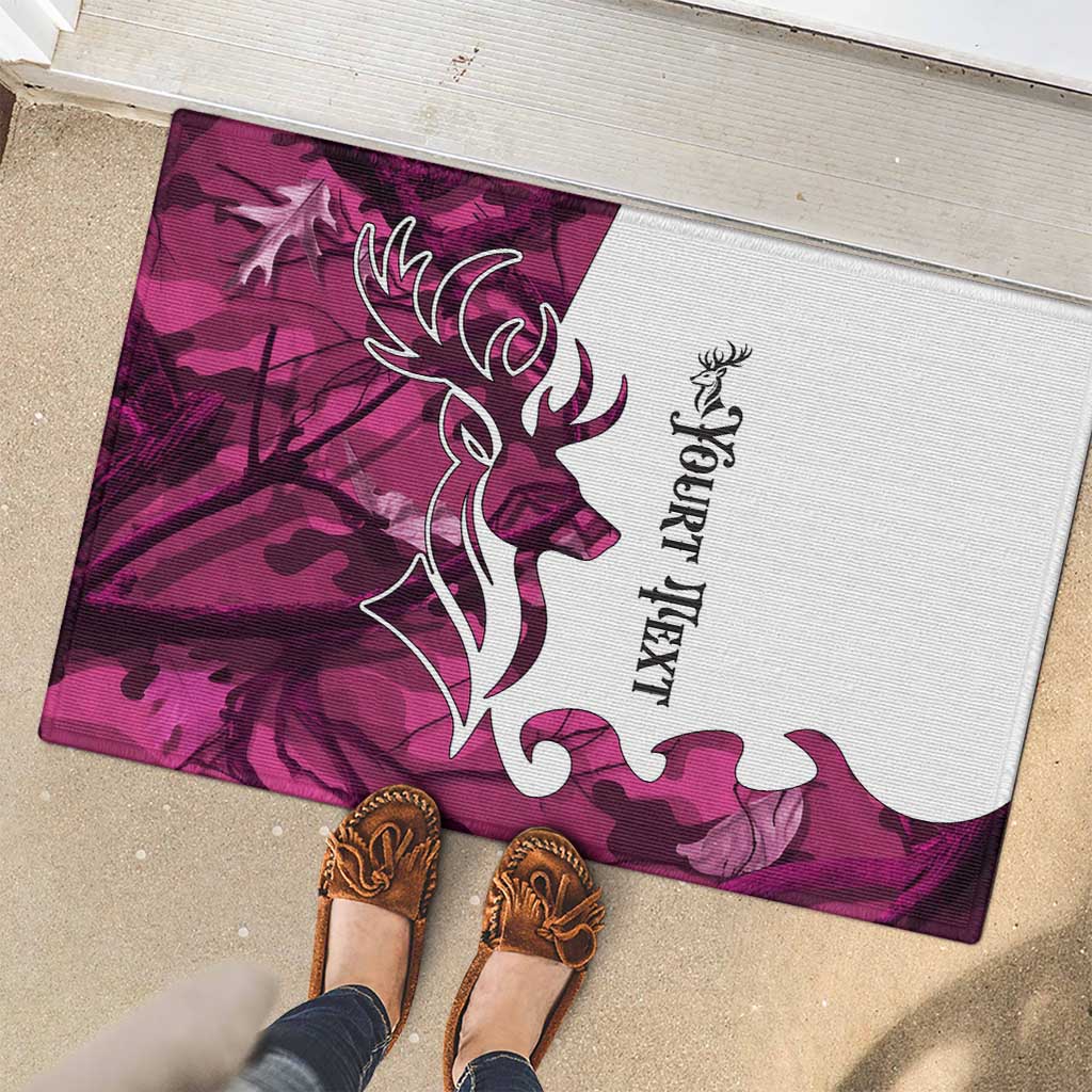 Pink Camo Customize Name Deer Hunting Rubber Doormat Tribal Buck Silhouette - Wonder Print Shop