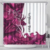 Pink Camo Customize Name Deer Hunting Shower Curtain Tribal Buck Silhouette - Wonder Print Shop