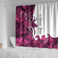 Pink Camo Customize Name Deer Hunting Shower Curtain Tribal Buck Silhouette - Wonder Print Shop