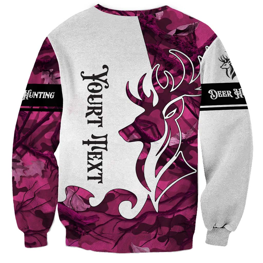 Pink Camo Customize Name Deer Hunting Sweatshirt Tribal Buck Silhouette - Wonder Print Shop