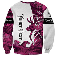 Pink Camo Customize Name Deer Hunting Sweatshirt Tribal Buck Silhouette - Wonder Print Shop
