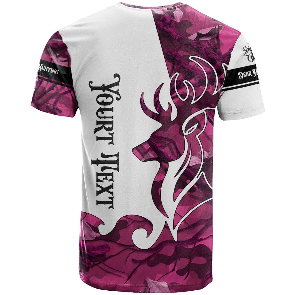 Pink Camo Customize Name Deer Hunting T Shirt Tribal Buck Silhouette - Wonder Print Shop