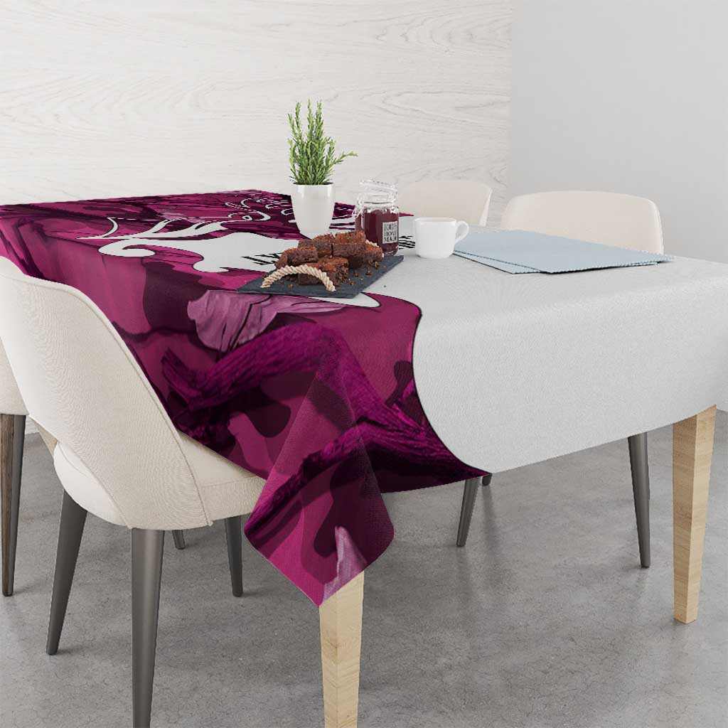 Pink Camo Customize Name Deer Hunting Tablecloth Tribal Buck Silhouette - Wonder Print Shop