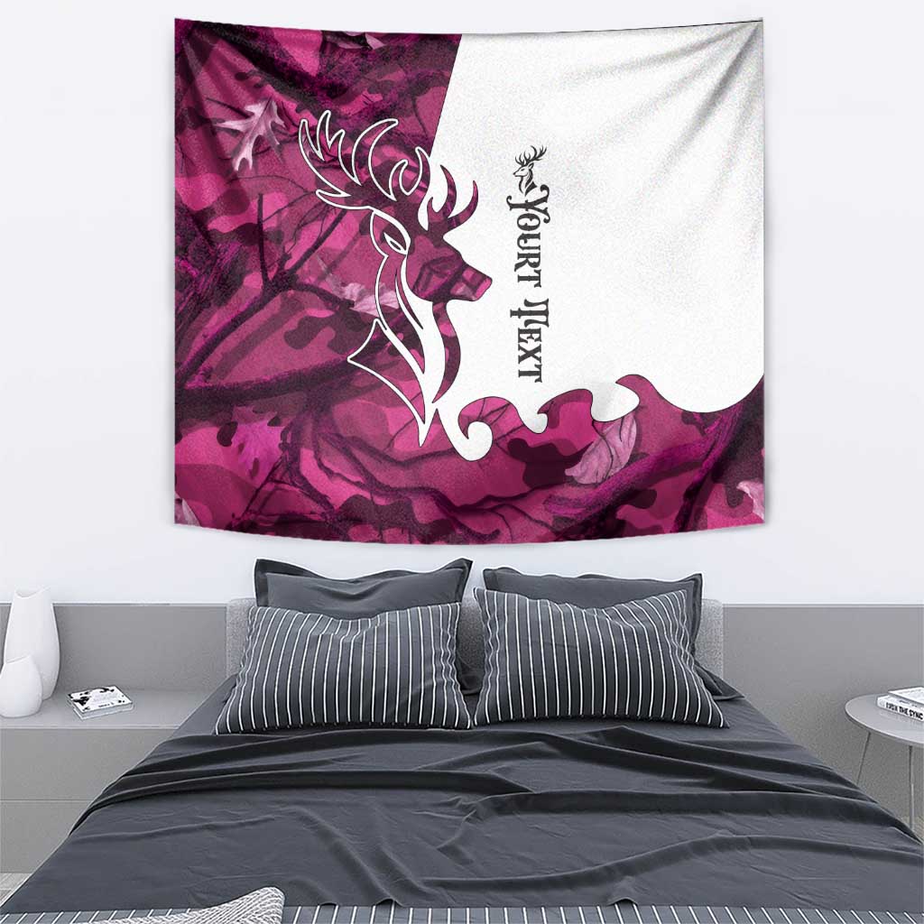 Pink Camo Customize Name Deer Hunting Tapestry Tribal Buck Silhouette - Wonder Print Shop