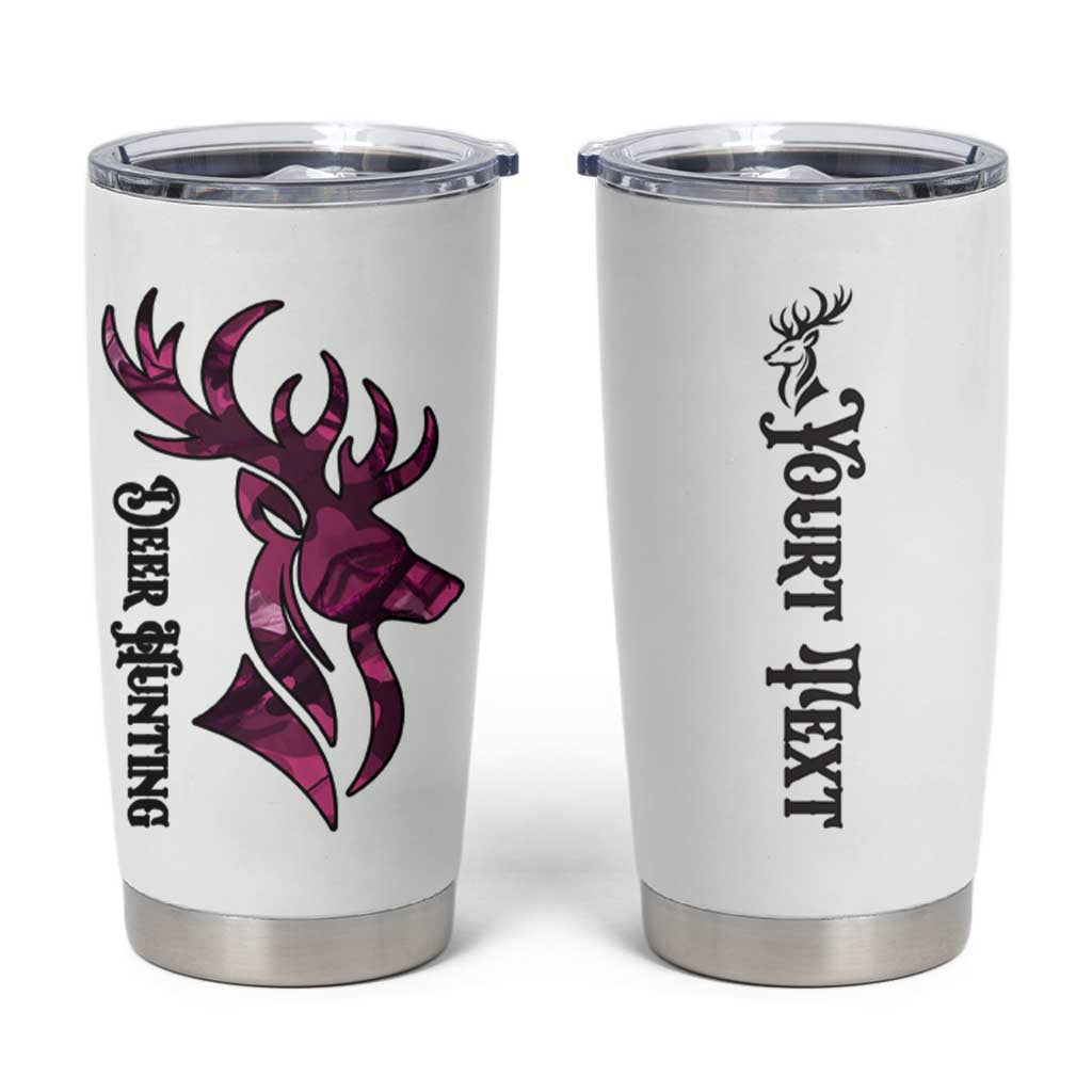 Pink Camo Customize Name Deer Hunting Tumbler Cup Tribal Buck Silhouette - Wonder Print Shop