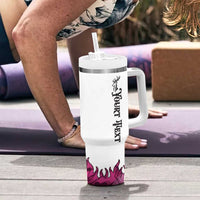 Pink Camo Customize Name Deer Hunting Tumbler With Handle Tribal Buck Silhouette - Wonder Print Shop