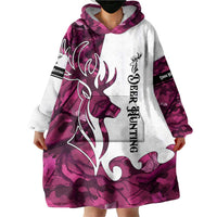 Pink Camo Customize Name Deer Hunting Wearable Blanket Hoodie Tribal Buck Silhouette - Wonder Print Shop
