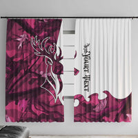Pink Camo Customize Name Deer Hunting Window Curtain Tribal Buck Silhouette - Wonder Print Shop