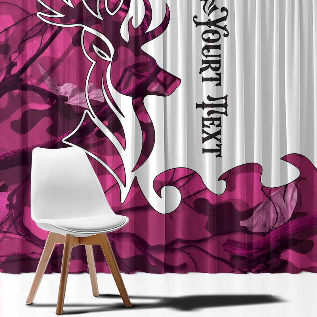 Pink Camo Customize Name Deer Hunting Window Curtain Tribal Buck Silhouette - Wonder Print Shop
