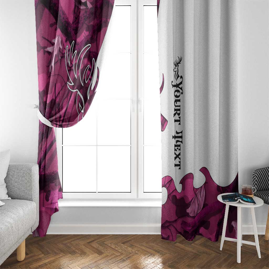 Pink Camo Customize Name Deer Hunting Window Curtain Tribal Buck Silhouette - Wonder Print Shop