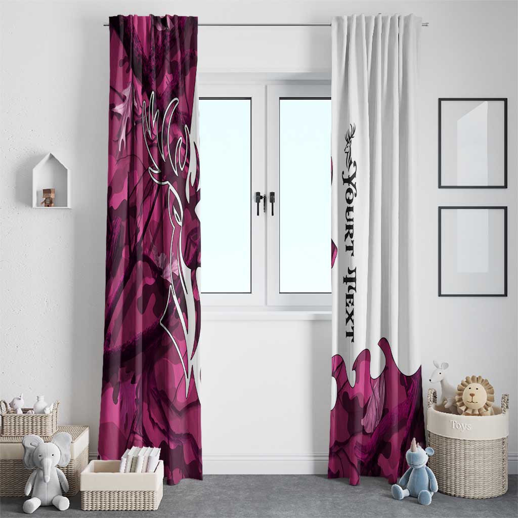 Pink Camo Customize Name Deer Hunting Window Curtain Tribal Buck Silhouette - Wonder Print Shop