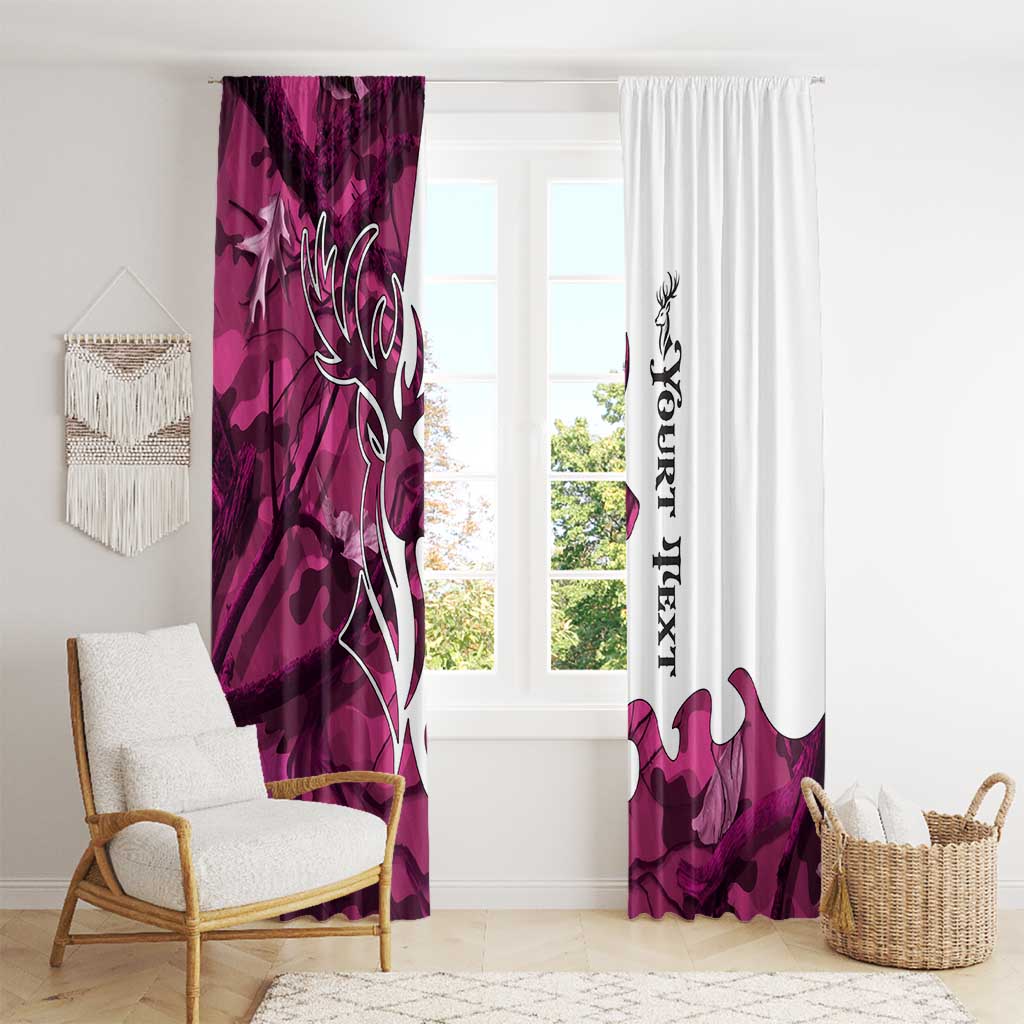 Pink Camo Customize Name Deer Hunting Window Curtain Tribal Buck Silhouette - Wonder Print Shop