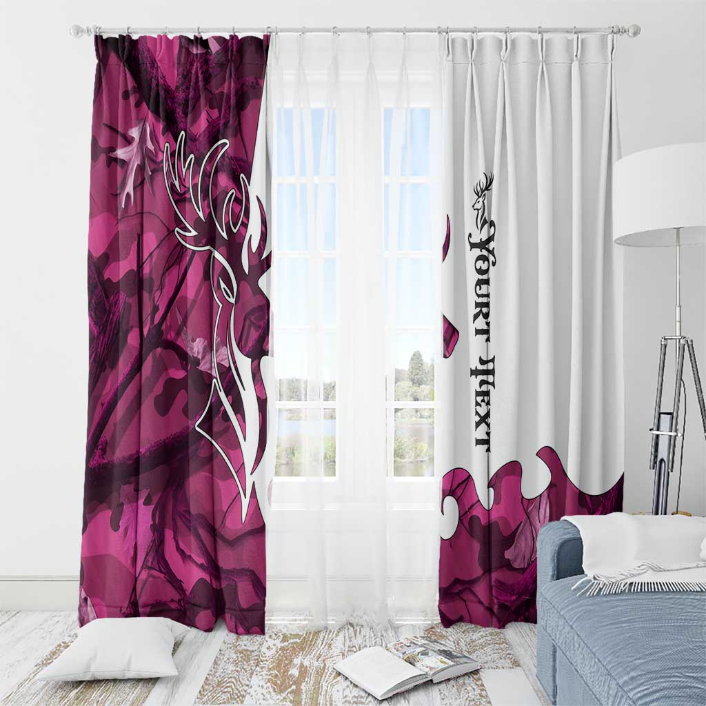 Pink Camo Customize Name Deer Hunting Window Curtain Tribal Buck Silhouette - Wonder Print Shop