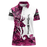 Pink Camo Customize Name Deer Hunting Women Polo Shirt Tribal Buck Silhouette - Wonder Print Shop