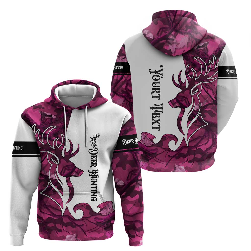 Pink Camo Customize Name Deer Hunting Zip Hoodie Tribal Buck Silhouette - Wonder Print Shop