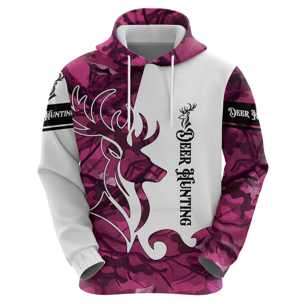 Pink Camo Customize Name Deer Hunting Zip Hoodie Tribal Buck Silhouette - Wonder Print Shop