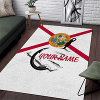 Flag Florida Fishing Area Rug Fish Hook Rip Detail and Custom Name Red Accent Design - Wonder Print Shop