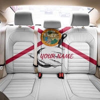 Flag Florida Fishing Back Car Seat Cover Fish Hook Rip Detail and Custom Name Red Accent Design - Wonder Print Shop