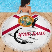Flag Florida Fishing Beach Blanket Fish Hook Rip Detail and Custom Name Red Accent Design - Wonder Print Shop