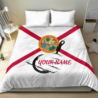Flag Florida Fishing Bedding Set Fish Hook Rip Detail and Custom Name Red Accent Design - Wonder Print Shop