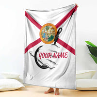Flag Florida Fishing Blanket Fish Hook Rip Detail and Custom Name Red Accent Design - Wonder Print Shop