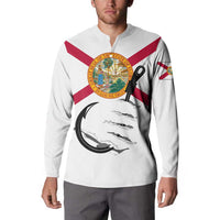Flag Florida Fishing Button Sweatshirt Fish Hook Rip Detail and Custom Name Red Accent Design - Wonder Print Shop