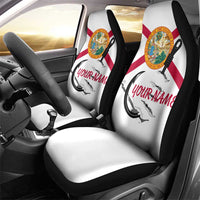 Flag Florida Fishing Car Seat Cover Fish Hook Rip Detail and Custom Name Red Accent Design - Wonder Print Shop