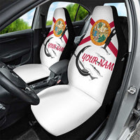 Flag Florida Fishing Car Seat Cover Fish Hook Rip Detail and Custom Name Red Accent Design - Wonder Print Shop