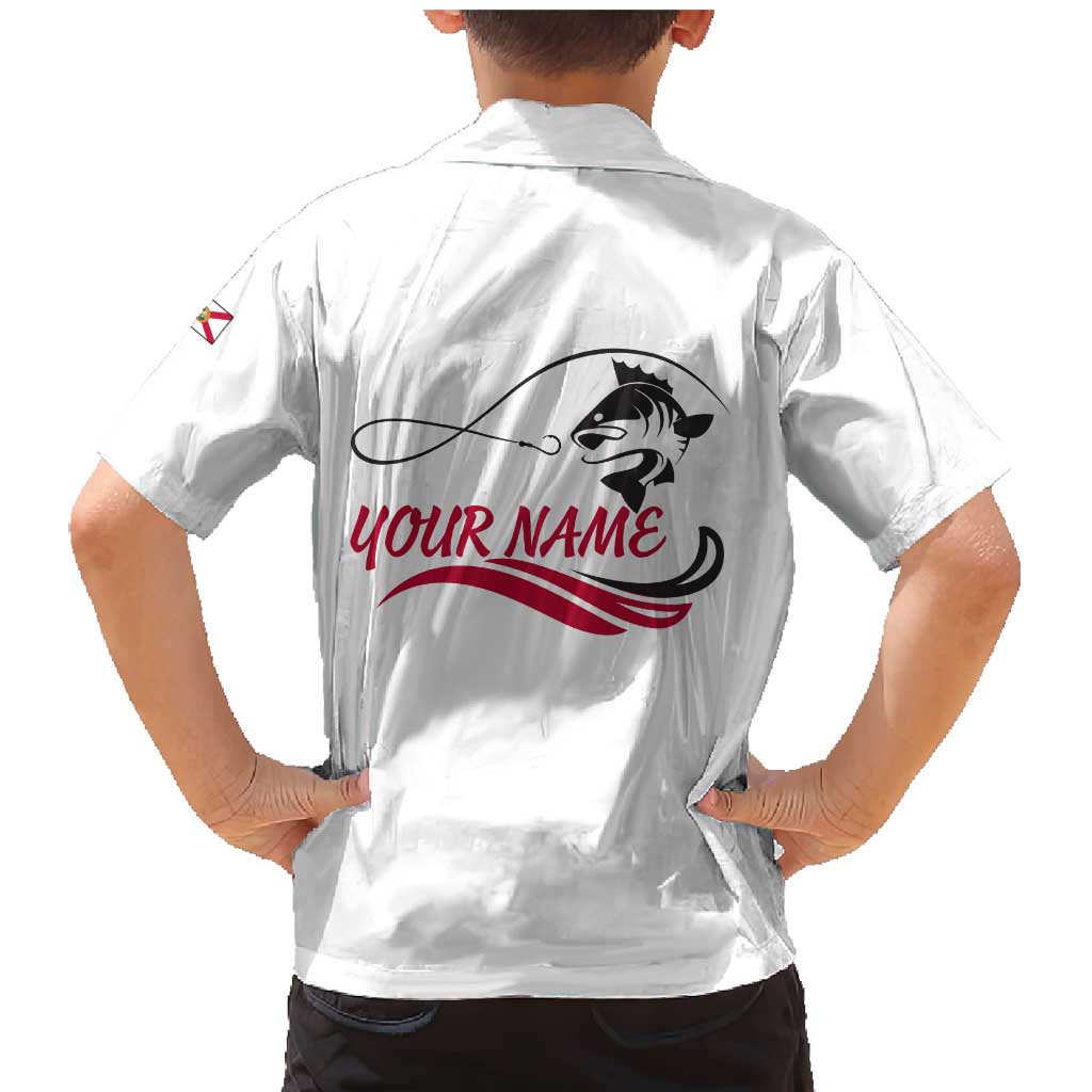 Flag Florida Fishing Family Matching Mermaid Dress and Hawaiian Shirt Fish Hook Rip Detail and Custom Name Red Accent Design - Wonder Print Shop