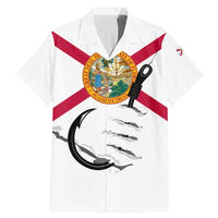 Flag Florida Fishing Family Matching Mermaid Dress and Hawaiian Shirt Fish Hook Rip Detail and Custom Name Red Accent Design - Wonder Print Shop