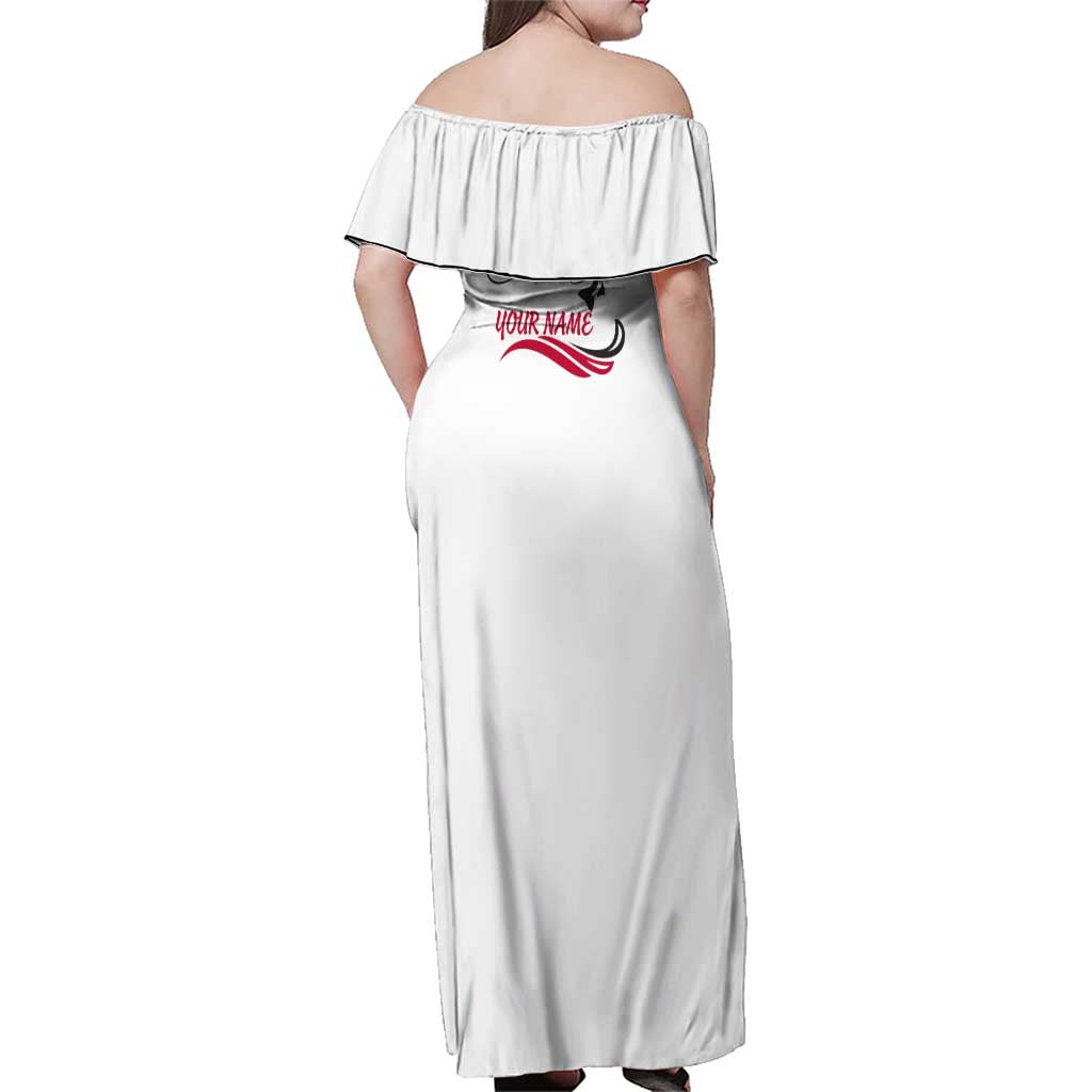 Flag Florida Fishing Family Matching Off Shoulder Maxi Dress and Hawaiian Shirt Fish Hook Rip Detail and Custom Name Red Accent Design - Wonder Print Shop