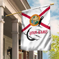 Flag Florida Fishing Garden Flag Fish Hook Rip Detail and Custom Name Red Accent Design - Wonder Print Shop