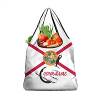 Flag Florida Fishing Grocery Bag Fish Hook Rip Detail and Custom Name Red Accent Design - Wonder Print Shop