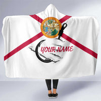 Flag Florida Fishing Hooded Blanket Fish Hook Rip Detail and Custom Name Red Accent Design - Wonder Print Shop