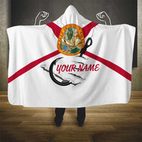 Flag Florida Fishing Hooded Blanket Fish Hook Rip Detail and Custom Name Red Accent Design - Wonder Print Shop