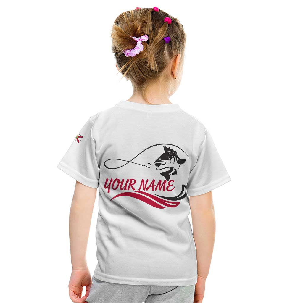Flag Florida Fishing Kid T Shirt Fish Hook Rip Detail and Custom Name Red Accent Design - Wonder Print Shop
