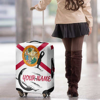 Flag Florida Fishing Luggage Cover Fish Hook Rip Detail and Custom Name Red Accent Design - Wonder Print Shop