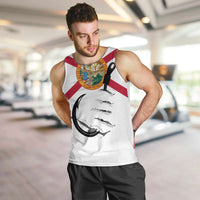 Flag Florida Fishing Men Tank Top Fish Hook Rip Detail and Custom Name Red Accent Design - Wonder Print Shop